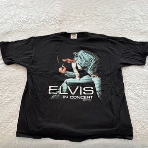 Black Elvis In Concert T-Shirt.  Classic Vegas Elvis with back logo.  Retro